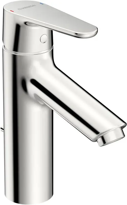 Waschtischbatterie aus Chrom mit einem seitlichen Hebel zum Einstellen von Wasserfluss und -temperatur, hergestellt von HANSA, geeignet für Niederdrucksysteme.